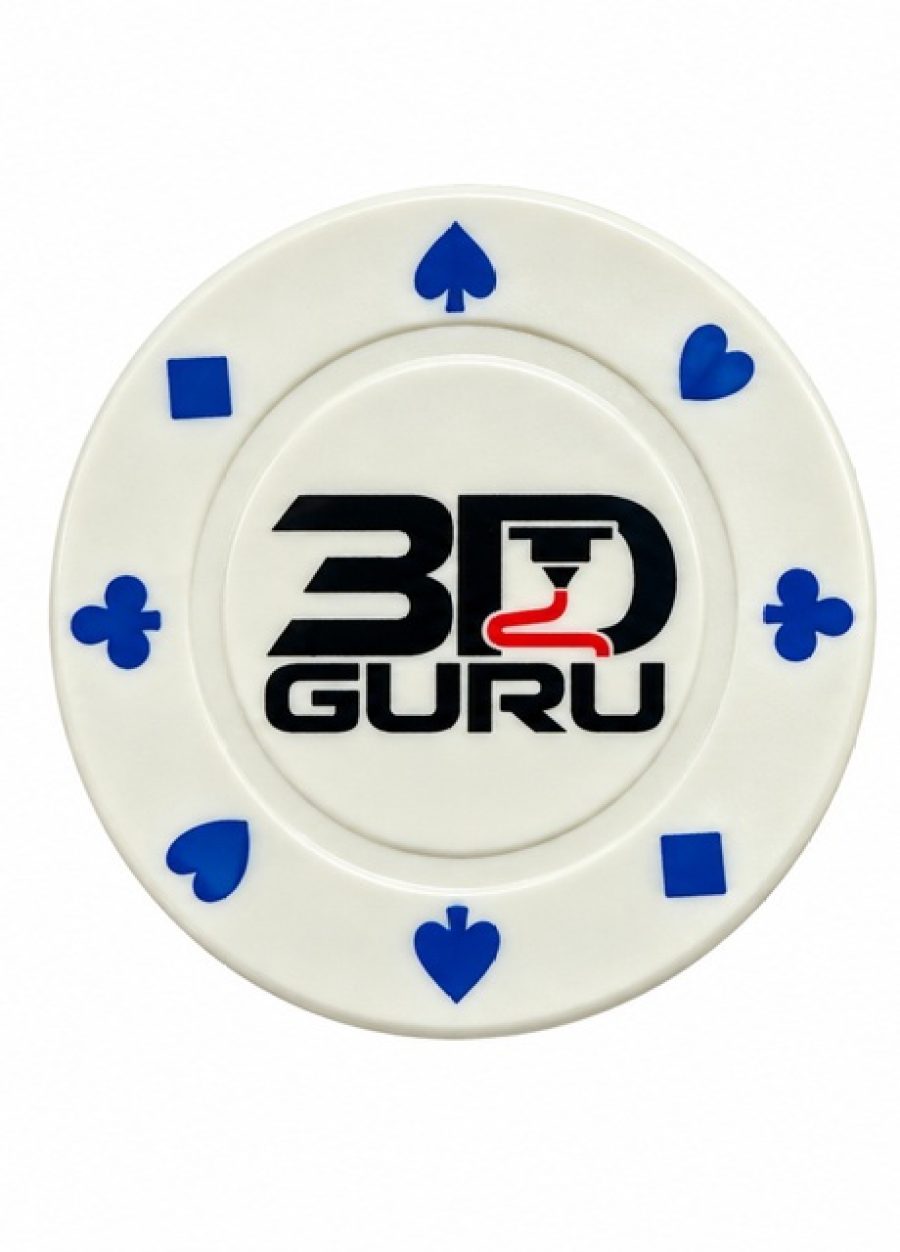 A branded poker chip — Small, round, and printed to the millimetre. The kind of thing people 